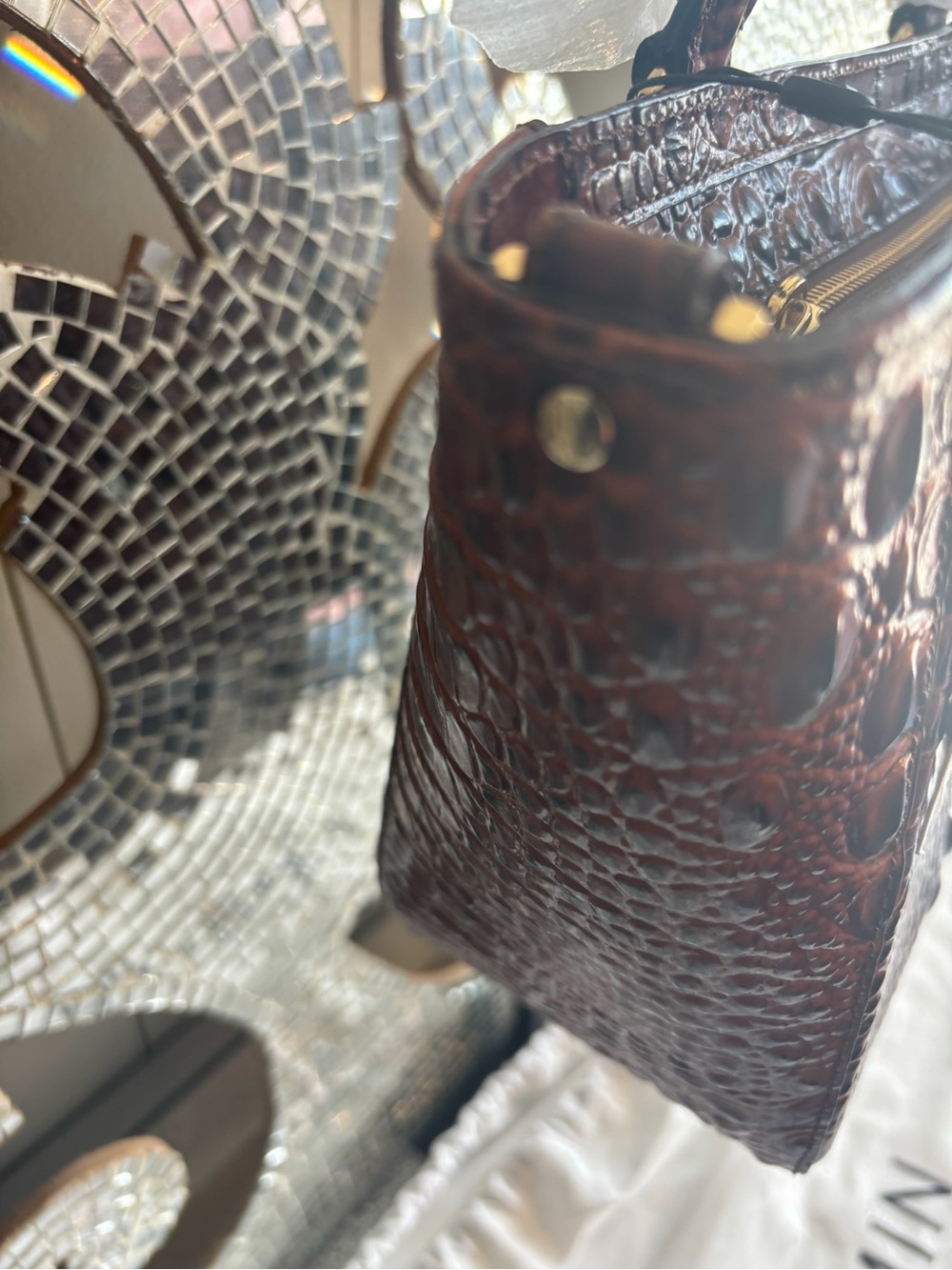 ⭐️Brahmin Deep Chestnut Croc-Embossed Satchel - Picture 5 of 12